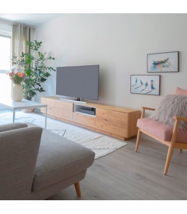 Mueble TV con zócalo o patas NORWAY 200 cm con 2 puertas, 3 cajones y 1 hueco (varios acabados)