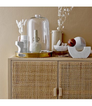 Aparador vitrina de madera y puertas de rejilla SANNA