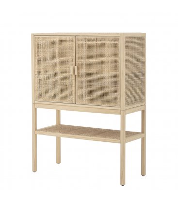 Aparador vitrina de madera y puertas de rejilla SANNA