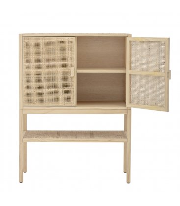 Aparador vitrina de madera y puertas de rejilla SANNA