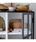 Vitrina negra de madera de roble y cuarterones de vidrio OPAL
