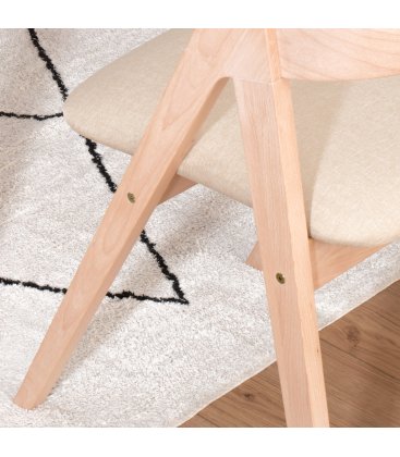 Pack de 2 sillas tapizadas en beige y patas de madera ZIGGY