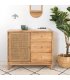Aparador de madera maciza con 3 cajones y puerta de rejilla NUSA