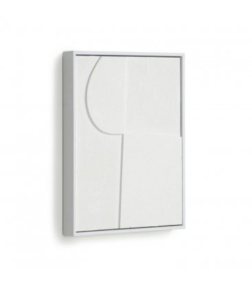 Cuadro abstracto blanco con relieve QANA N03 32x42cm