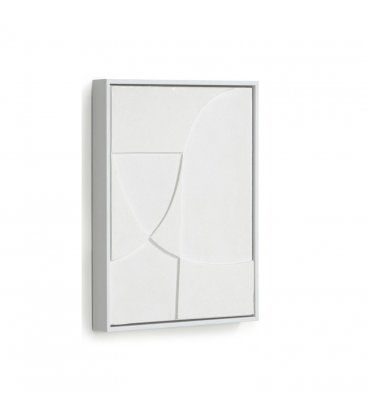 Cuadro abstracto blanco con relieve QANA N04 32x42cm