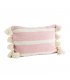 Funda de cojín de algodón rosa con rayas blancas y borlas JUICE 40x60cm