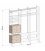 Estantería STRING de 3 módulos con 2 cajoneras y 4 baldas zapatero en beige y blanco.