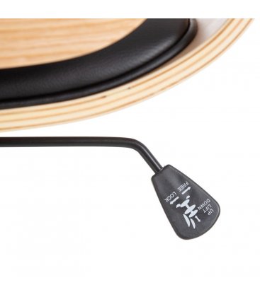 Silla de escritorio con ruedas regulable en altura negro y madera TRAVAIL