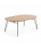 Mesa de comedor circular extensible con sobre de roble y patas de madera metálicas negras NOLE