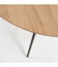 Mesa de comedor circular extensible con sobre de roble y patas de madera metálicas negras NOLE