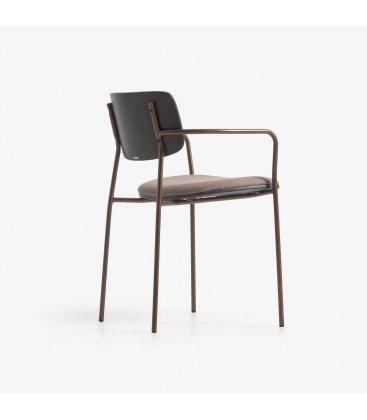 Pack de 2 sillas de fresno oscuro y estructura de metal latón BOISE