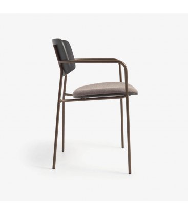 Pack de 2 sillas de fresno oscuro y estructura de metal latón BOISE