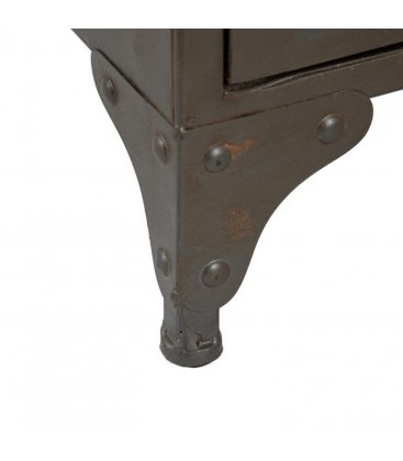 Vitrina metálica negra con 2 puertas y 2 cajones de madera maciza de abeto DIVIT