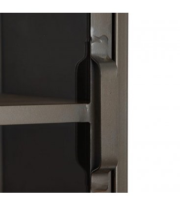 Vitrina metálica negra con 2 puertas y 2 cajones de madera maciza de abeto DIVIT