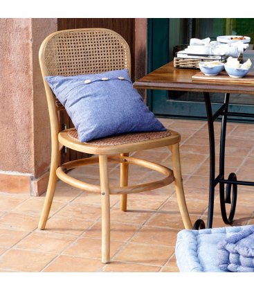 Silla de madera de abedul y rejilla ratán DARE  (2 unidades)