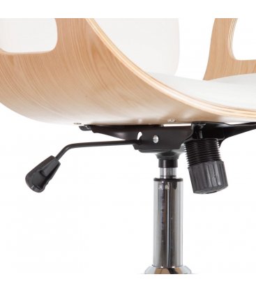 Silla de escritorio con ruedas regulable en altura blanco y madera TRAVAIL