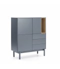 Aparador gris claro y madera con 3 puertas, 3 cajones push y 1 hueco CORVO