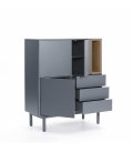 Aparador gris claro y madera con 3 puertas, 3 cajones push y 1 hueco CORVO