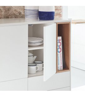 Aparador blanco roto y madera con 3 puertas, 3 cajones... 2