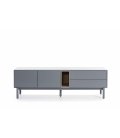 Mueble TV gris claro y madera con 2 puertas, 2 cajones push y 1 hueco CORVO