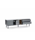 Mueble TV gris claro y madera con 2 puertas, 2 cajones push y 1 hueco CORVO
