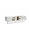Mueble TV blanco roto y madera con 2 puertas, 2 cajones push y 1 hueco CORVO