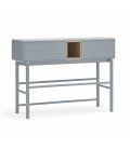 Consola gris claro y madera con 1 puerta, 2 cajones push y 1 hueco CORVO