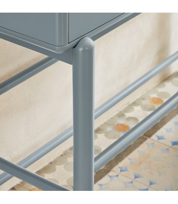 Consola gris claro y madera con 1 puerta, 2 cajones push y 1 hueco CORVO