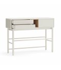 Consola blanco roto y madera con 1 puerta, 2 cajones push y 1 hueco CORVO