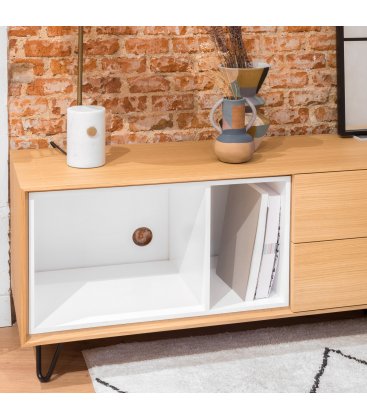 Mueble TV con zócalo o patas NORWAY 200 cm con 1 disquera, 2 cajones y 2 puertas (varios acabados)