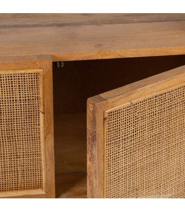 Aparador de madera maciza de mango con 2 puertas de rejilla MASKI