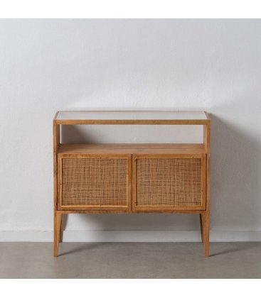 Aparador de madera maciza de mango con 2 puertas de rejilla MASKI