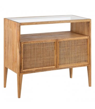 Aparador de madera maciza de mango con 2 puertas de rejilla MASKI
