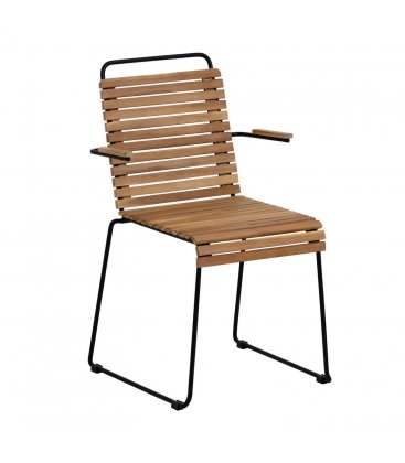 Pack de 2 sillas de exterior de madera de acacia y estructura de metal negro GENDO