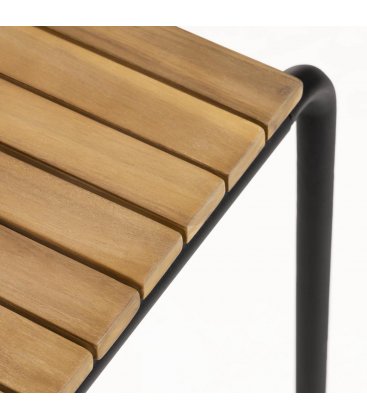 Mesa de exterior de madera de acacia y estructura de metal negro GENDO