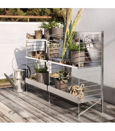 Estantería STRING autoportante para exterior de 2 módulos en metal galvanizado.