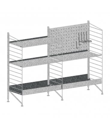 Estantería STRING autoportante para exterior de 2 módulos en metal galvanizado.