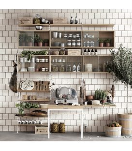 Estantería STRING con 6 cabinets de vidrio y 1 mesa...