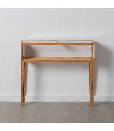 Consola de madera maciza de mango y ratán MASKI