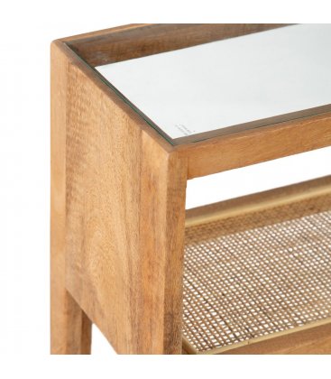 Consola de madera maciza de mango y ratán MASKI