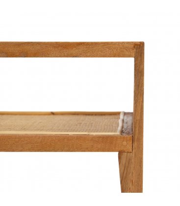 Mesa de centro de madera maciza de mango y ratán MASKI