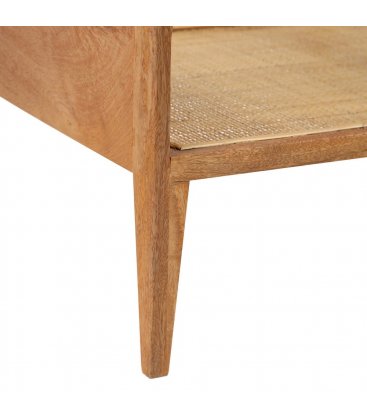 Mesa de centro de madera maciza de mango y ratán MASKI