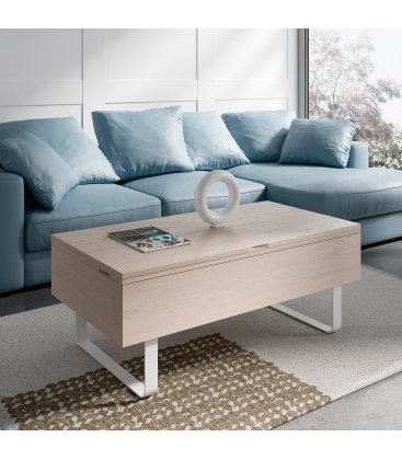 Mesa de centro con almacenaje convertible en mesa de comedor HOYET (varios acabados)