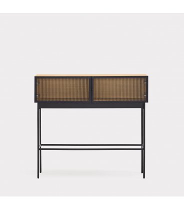 Consola de madera de roble y patas metálicas con 2 puertas BLUR (varios acabados)