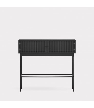 Consola de madera de roble y patas metálicas con 2 puertas BLUR (varios acabados)