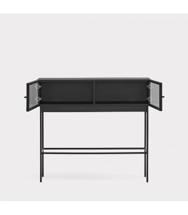 Consola de madera de roble y patas metálicas con 2 puertas BLUR (varios acabados)