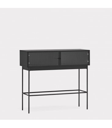 Consola de madera de roble y patas metálicas con 2 puertas BLUR (varios acabados)