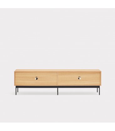 Mueble de TV de madera de roble y patas metálicas con 4 puertas BLUR (varios acabados)