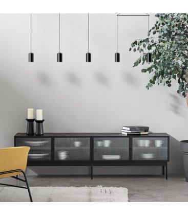 Mueble de TV de madera de roble y patas metálicas con 4 puertas BLUR (varios acabados)