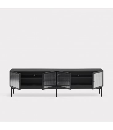 Mueble de TV de madera de roble y patas metálicas con 4 puertas BLUR (varios acabados)